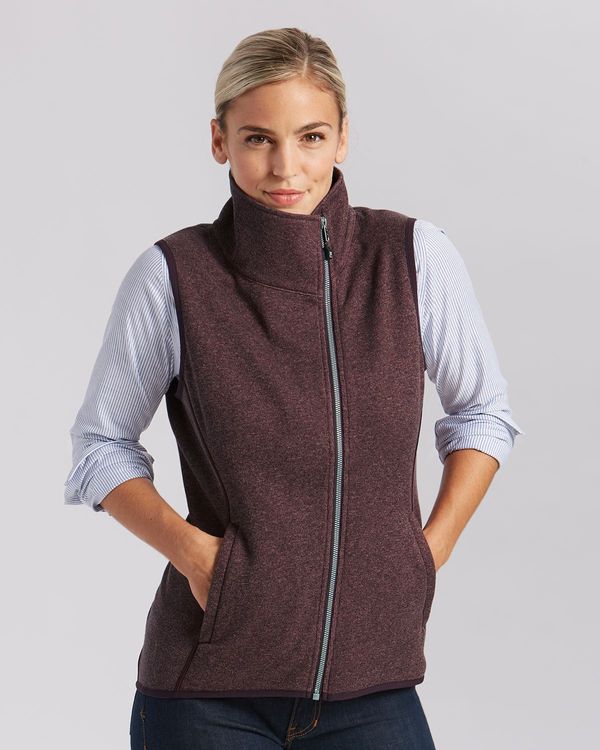 Cutter & Buck Mainsail Sweater-Knit Womens Full Zip Asymmetrical Vest