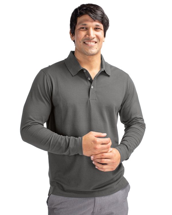 Cutter & Buck Advantage Recycled Cotton-Blend Pique Mens Long Sleeve Polo