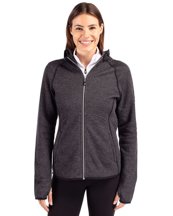Cutter & Buck Mainsail Sweater-Knit Womens Full Zip Hooded Jacket