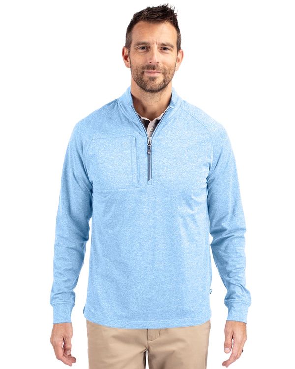 Cutter & Buck Adapt Recycled Soft Knit Stretch Mens Big & Tall Heathered Quarter Zip Pullover Big &