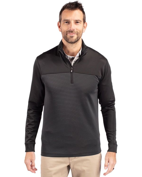 Cutter & Buck Traverse Recycled Smooth Stretch Mens Stripe Quarter Zip Pullover