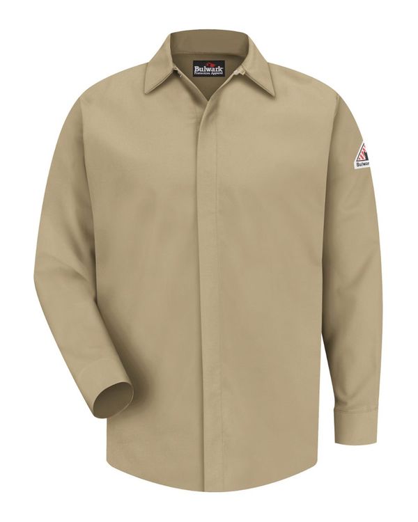Men's Concealed-Gripper Pocketless Work Shirt - SLS2