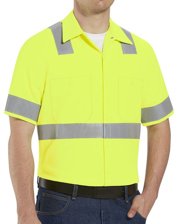 Men's Tall High Visibility Safety Short Sleeve Work Shirt - SS24HVT