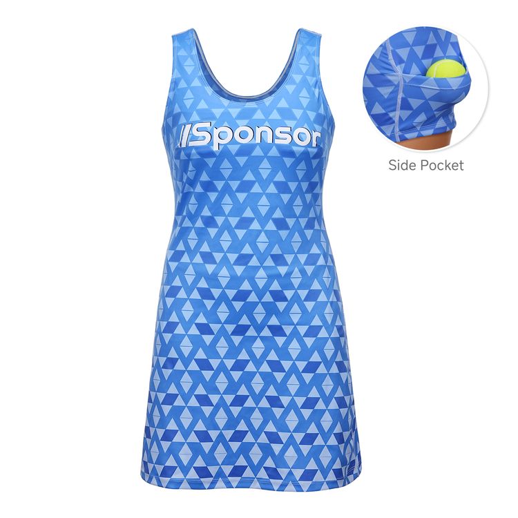 Women's Workout Tennis Dress With Pocketed Shorts (Full Color)