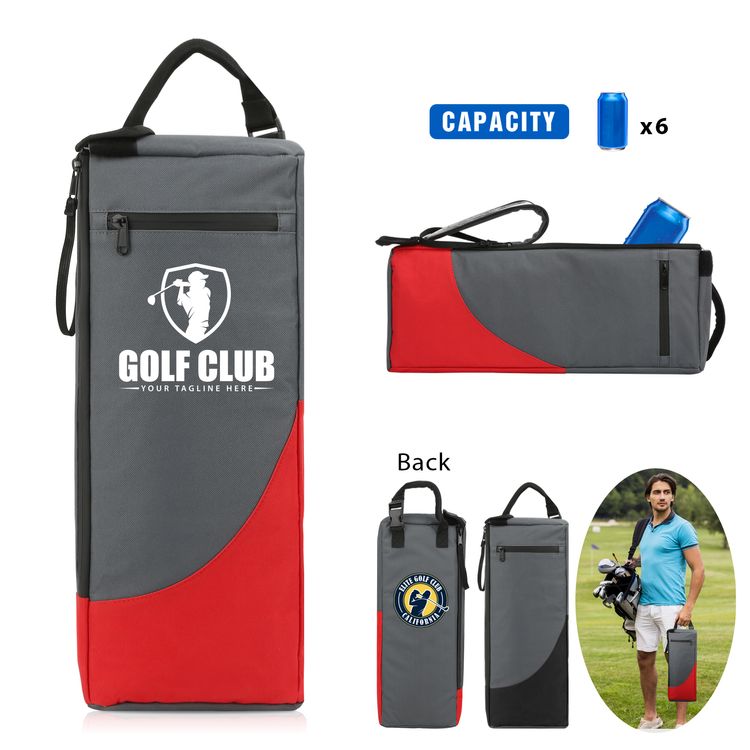 Insulated 6 Can Golf Cooler Bag With Shoulder Strap