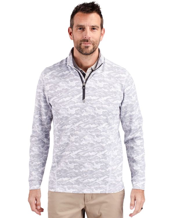 Cutter & Buck Traverse Recycled Smooth Stretch Mens Camo Quarter Zip Pullover