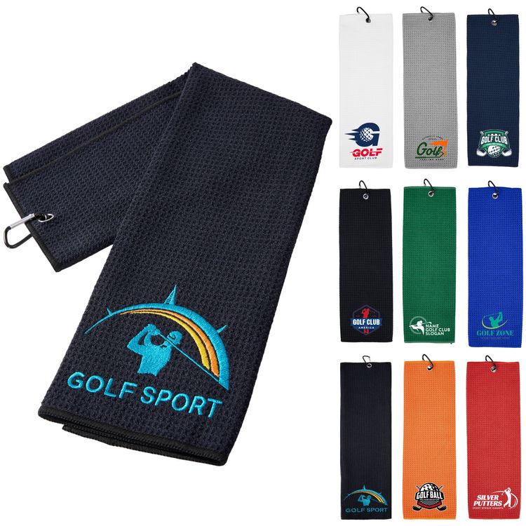 400GSM Waffle Texture Golf Towel With Hook-3 Holes