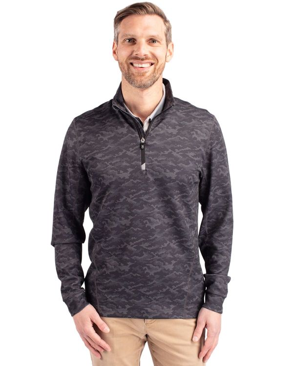 Cutter & Buck Traverse Recycled Stretch Camo Print Mens Big & Tall Quarter Zip Big & Tall