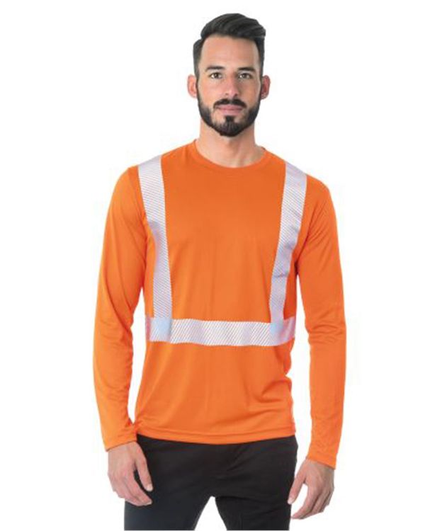 Unisex USA-Made Hi-Visibility Long Sleeve Performance T-Shirt - Segmented Tape - 3740