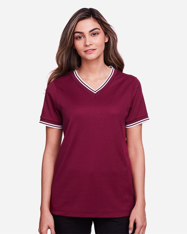 Women's CrownLux Performance Plaited Tipped V-Neck Shirt - DG20CW