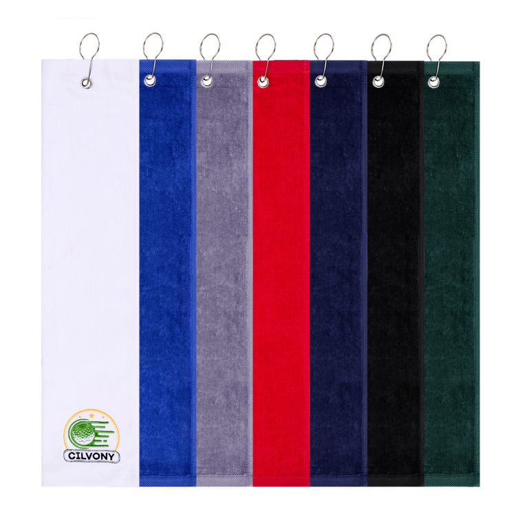 400GSM Cotton Golf Towel With Carabiner