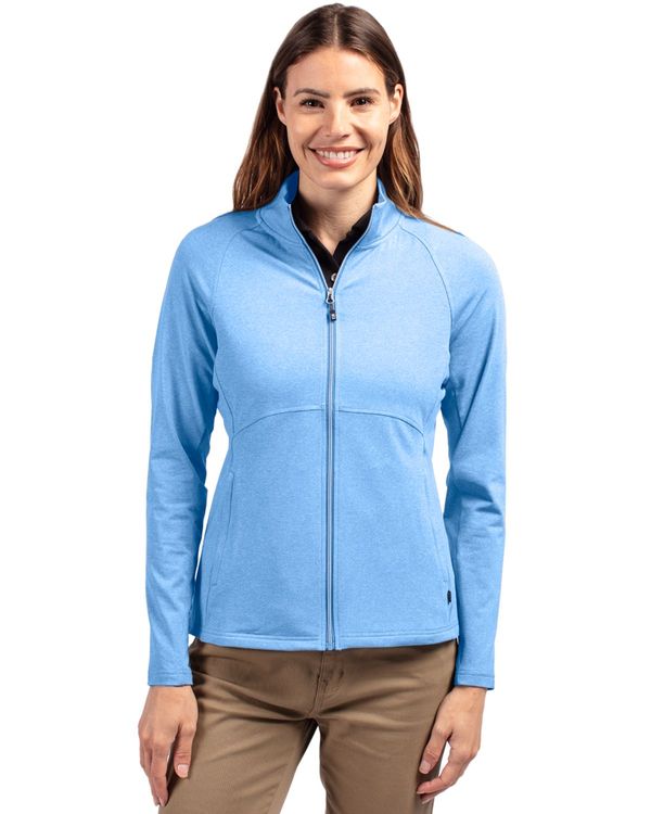 Cutter & Buck Adapt Recycled Soft Knit Stretch Womens Heathered Full Zip Jacket