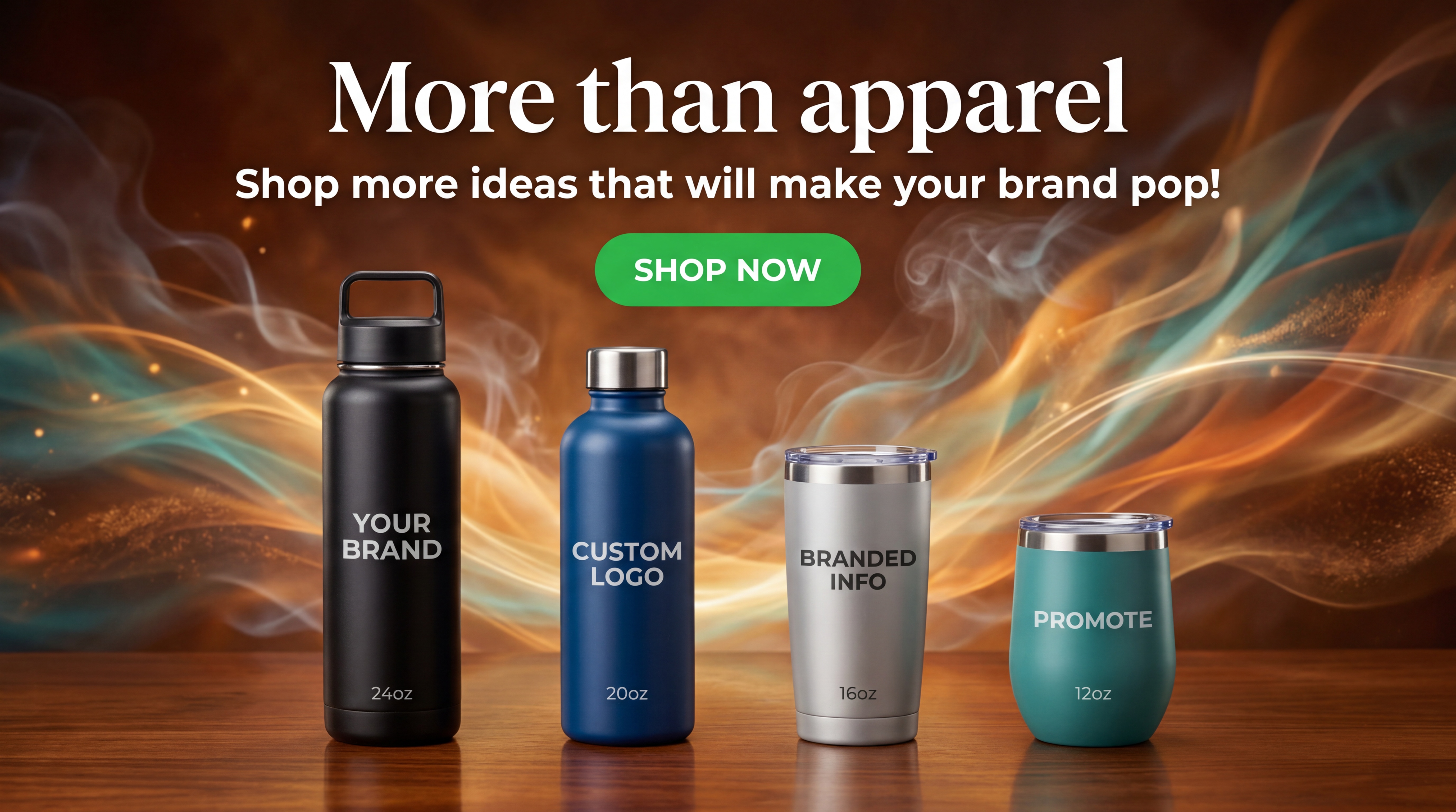 Premium ecommerce homepage — branded merchandise and apparel